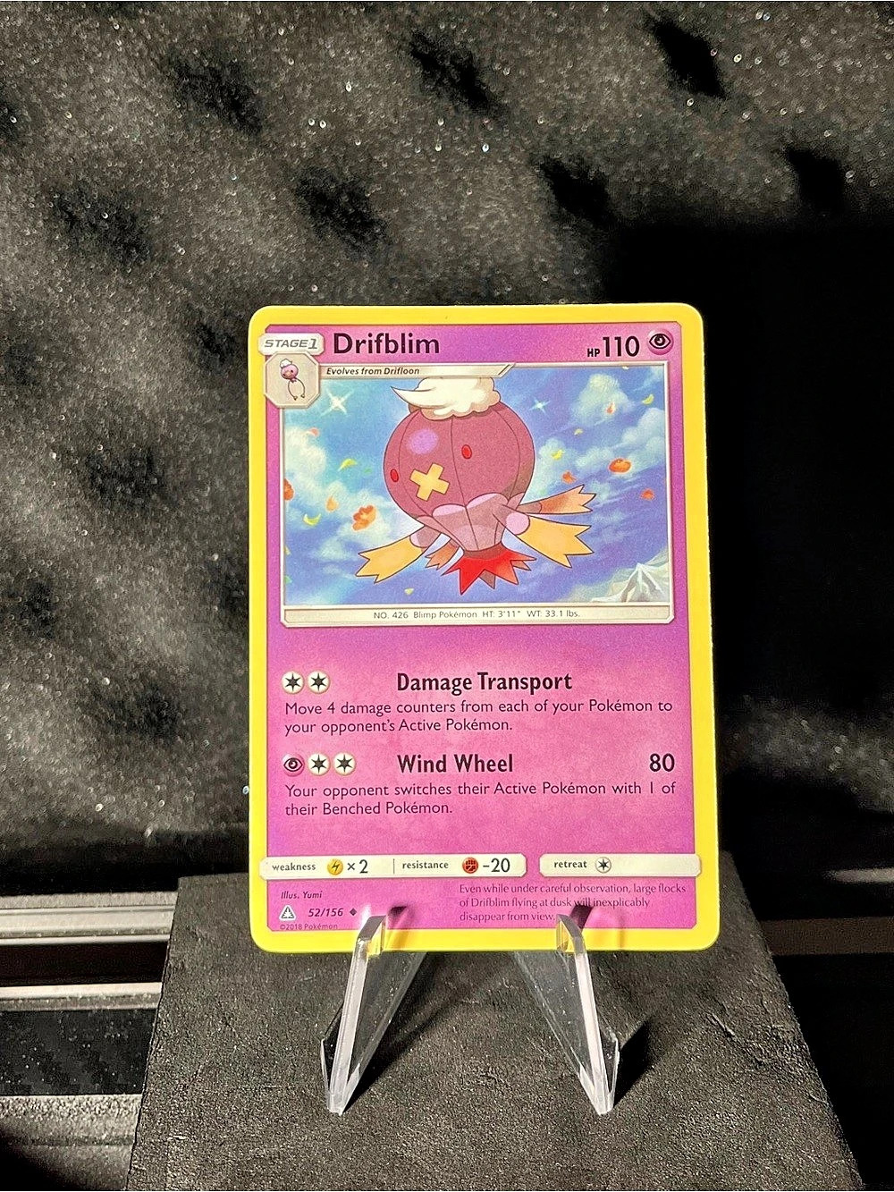 Pokémon Drifblim 52/156 Ultra Prism Trading Card Pink & Blue - Picture 1 of 2